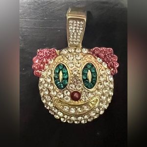 Iced Out Gold Chain Pendant for Necklace Colorful Diamond Simulant Stones:Clown